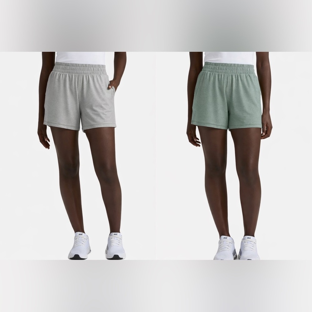 Athletic Works Butter Core Women's Gray and Green Shorts Set Size Large 12-14